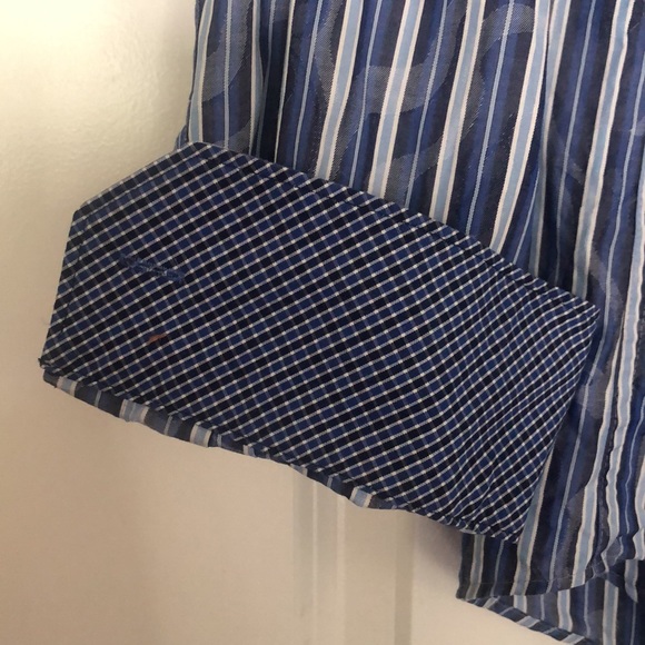 Bucatchi Uomo Men's Shaped Fit Long Sleeve Button Down Blue Strip Shirt L - Picture 3 of 11